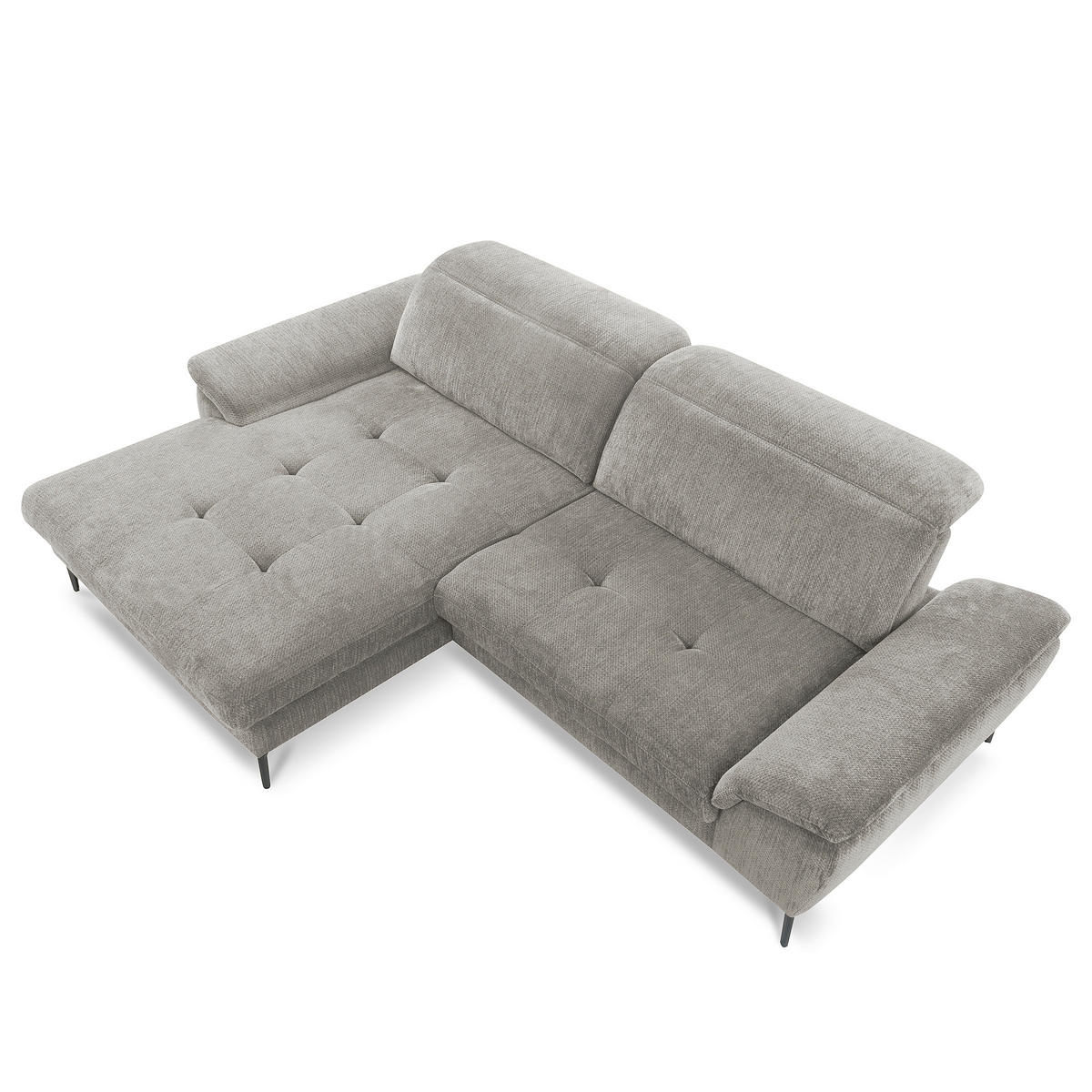 ECKSOFA  Webstoff Greige  - Greige/Schwarz, Design, Textil/Metall (195/268cm) - Livetastic