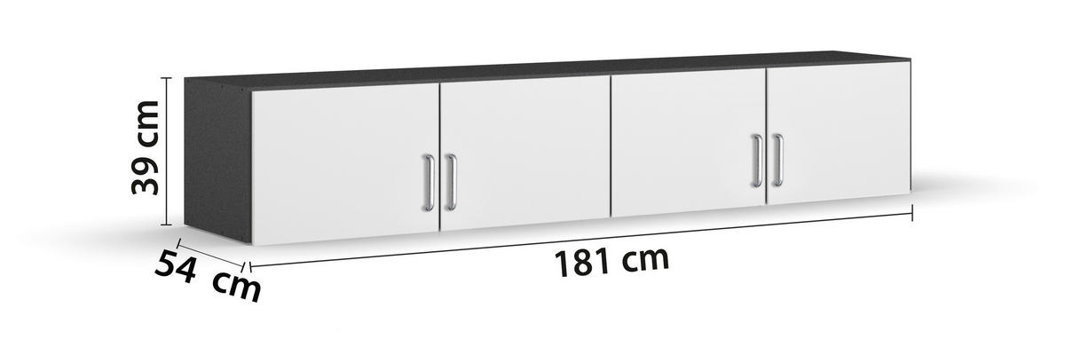 AUFSATZSCHRANK 181/39/54 cm  in  - Alufarben/Weiß, KONVENTIONELL, Holzwerkstoff (181/39/54cm) - Rauch Möbel
