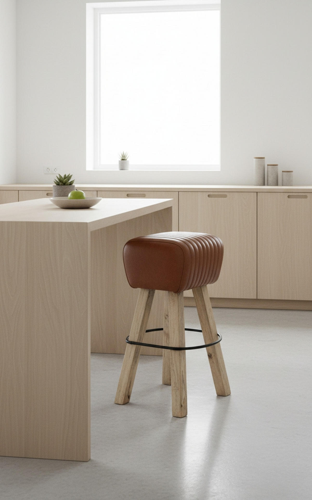 BARHOCKER Echtleder Braun Mangoholz Hartholz Typenauswahl  - Naturfarben/Braun, LIFESTYLE, Leder/Holz (43/74/37cm) - Landscape