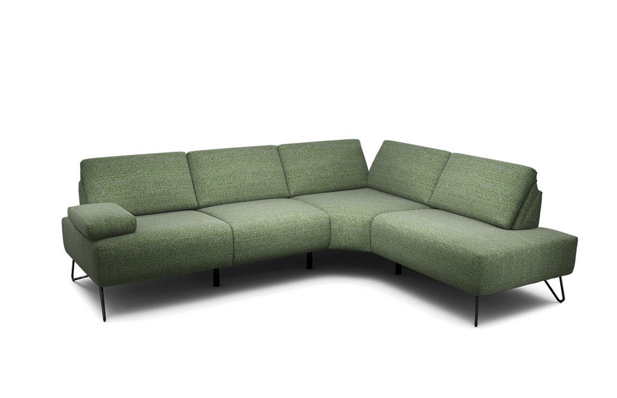 ECKSOFA Cosy Waldgrün Chenille  - Waldgrün/Schwarz, Design, Textil/Metall (248-263/193cm) - SENSOO