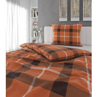 POSTEĽNÁ BIELIZEŇ, flanel, hnedá, oranžová, 140/200 cm - oranžová/hnedá, Natur, textil (140/200cm) - Esposa