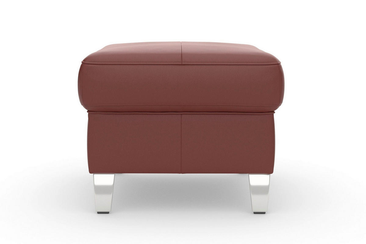 HOCKER ARNGAST E Echtleder Rotbraun  - Chromfarben/Rotbraun, Basics, Leder/Metall (58/48/58cm) - Sit & More