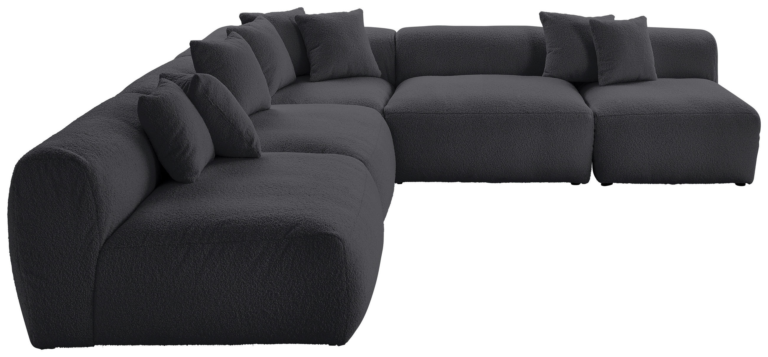 ECKSOFA in Flachgewebe, Teddystoff Dunkelgrau - Dunkelgrau, Trend, Textil (315/300cm) - Livetastic