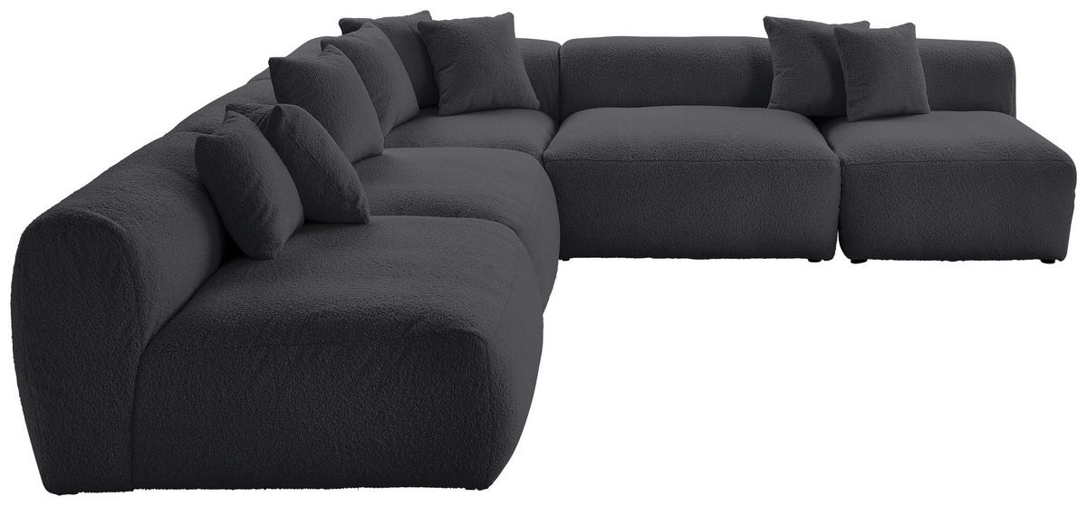 ECKSOFA in Flachgewebe, Teddystoff Dunkelgrau  315/300 cm  - Dunkelgrau, Trend, Textil (315/300cm) - Livetastic