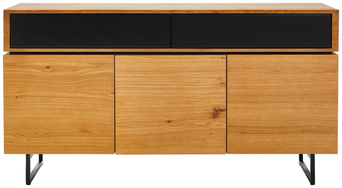 SIDEBOARD 160/86/40 cm  - svart/ekfärgad, Design, metall/trämaterial (160/86/40cm) - MID.YOU