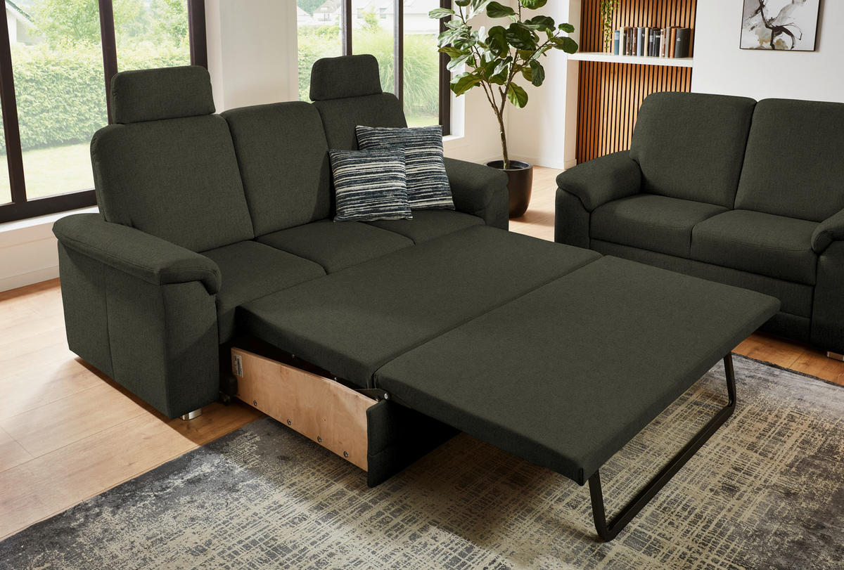 SITZGARNITUR Chenille Dunkelgrün  - Dunkelgrün/Alufarben, Konventionell, Textil/Metall (208/156/96/89cm) - Beldomo Comfort