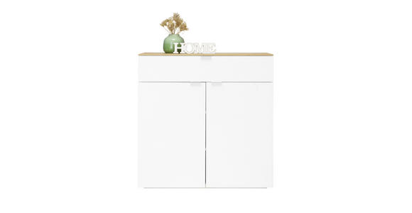 KOMMODE Eiche furniert Weiß, Eichefarben - Eichefarben/Alufarben, Design, Holz/Holzwerkstoff (90/95/43cm) - Novel
