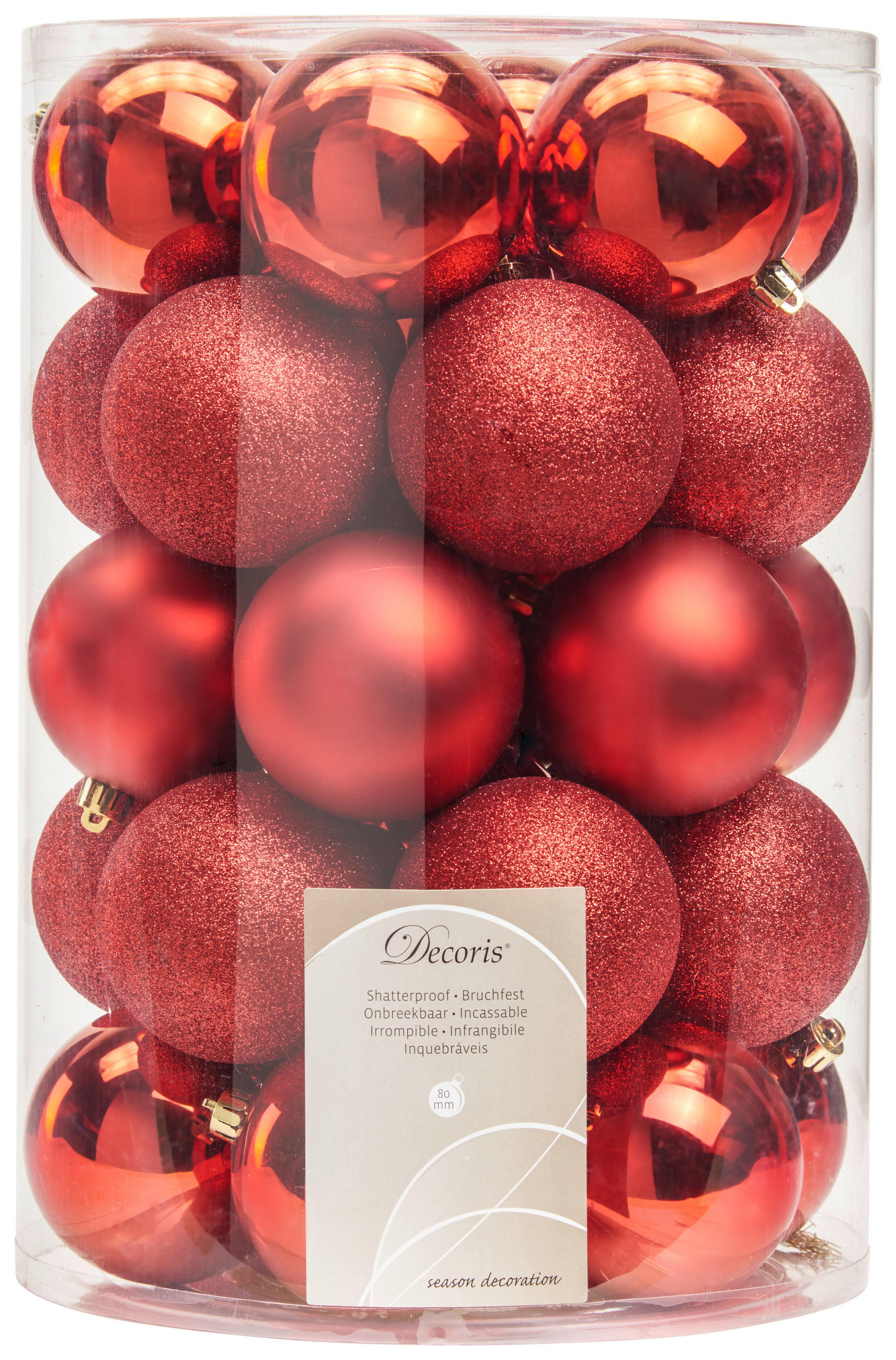 CHRISTBAUMKUGEL-SET 34-teilig Rot - Rot, Basics, Kunststoff (8,00cm)