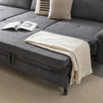 ECKSOFA in Velours Graphitfarben  - Schwarz/Graphitfarben, MODERN, Textil/Metall (180/302cm) - Venda