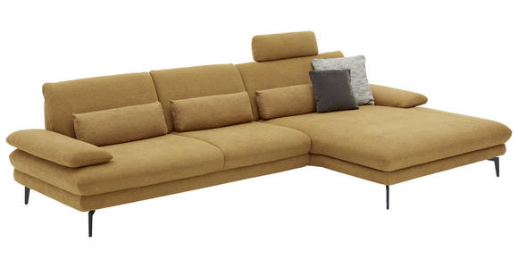 ECKSOFA in Chenille Currygelb  - Currygelb/Schwarz, Design, Textil/Metall (310/180cm) - Dieter Knoll