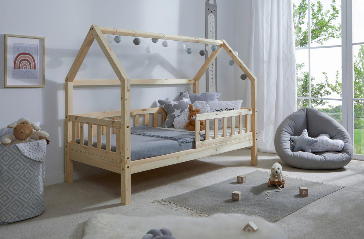 HAUSBETT 80/160 cm Naturfarben  - Naturfarben, Modern, Holz/Textil (80/160cm) - MID.YOU
