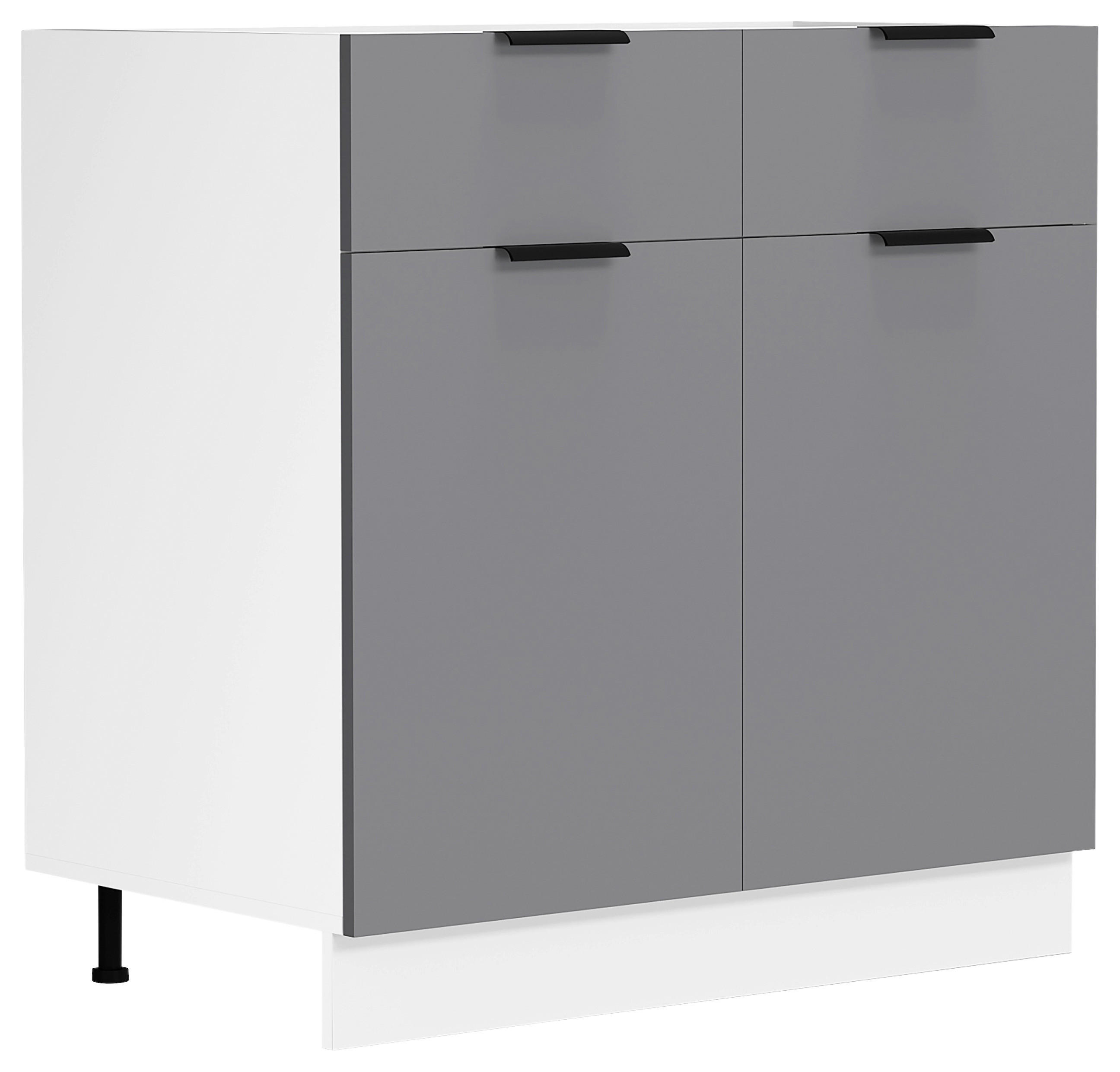 Küchenunterschrank Fasola 80 cm Weiß/Anthrazit