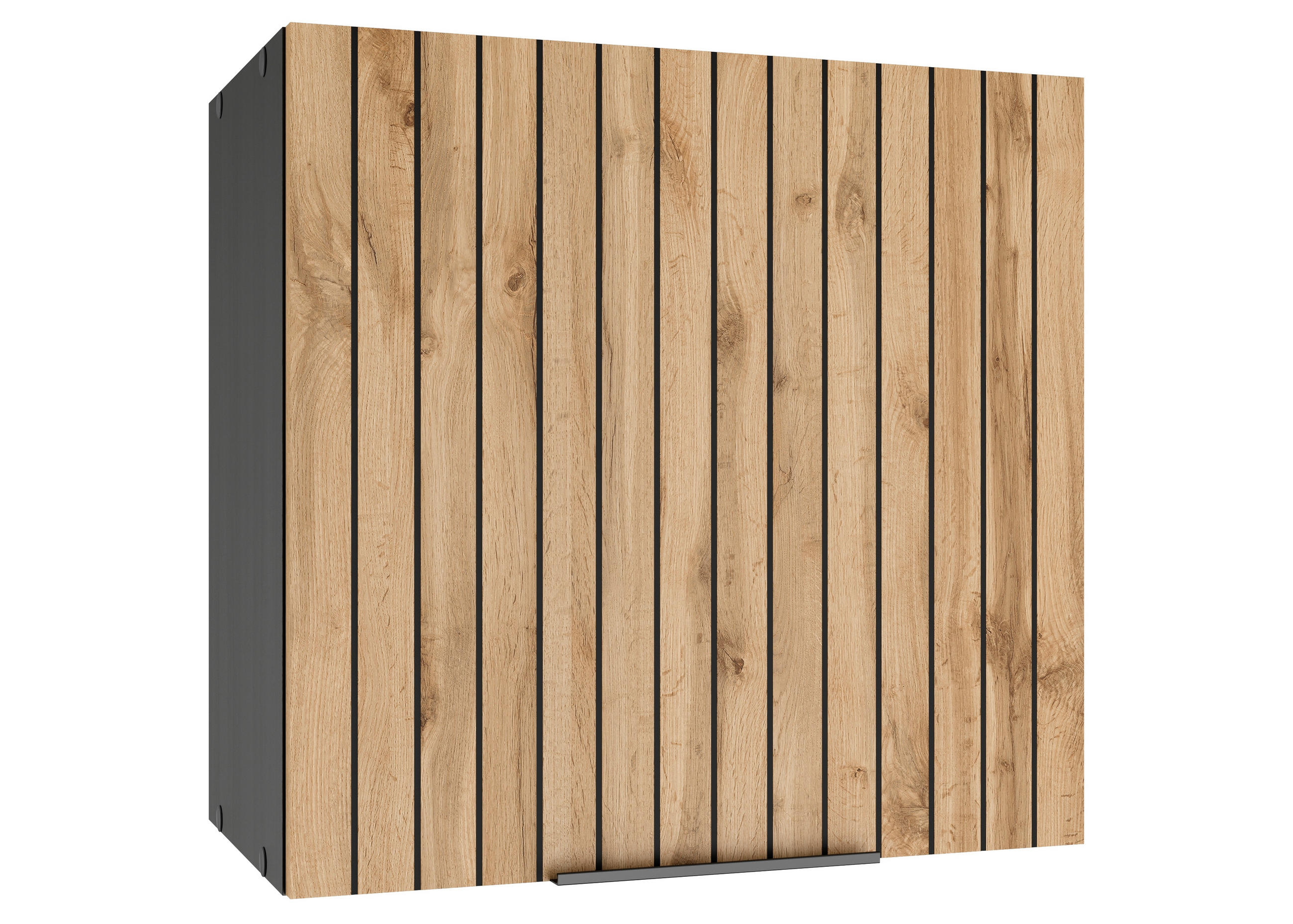 KÜCHENOBERSCHRANK 60/57/34 cm  in Graphitfarben, Eiche Wotan  - Eiche Wotan/Schwarz, Basics, Holzwerkstoff/Metall (60/57/34cm) - Held