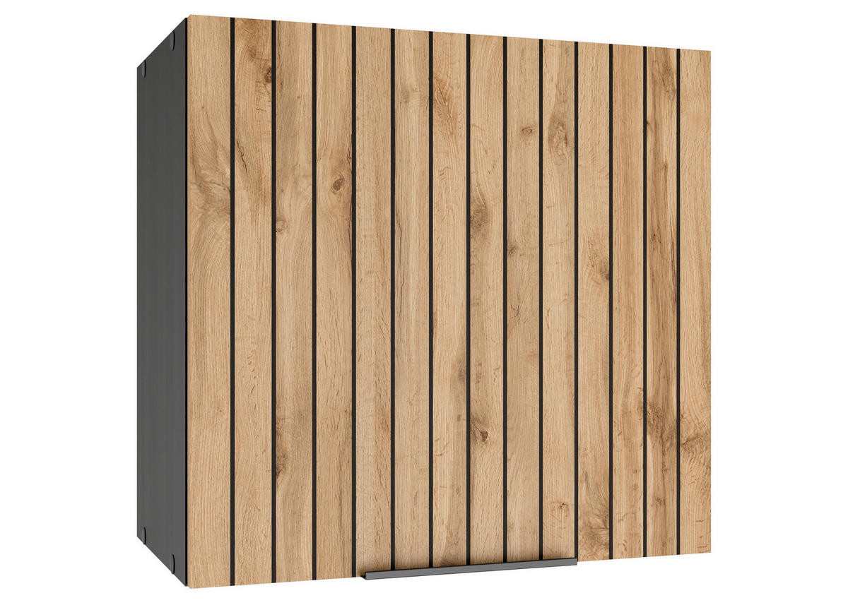 KÜCHENOBERSCHRANK 60/57/34 cm  Graphitfarben, Eiche Wotan  - Eiche Wotan/Schwarz, Basics, Holzwerkstoff/Metall (60/57/34cm) - Held