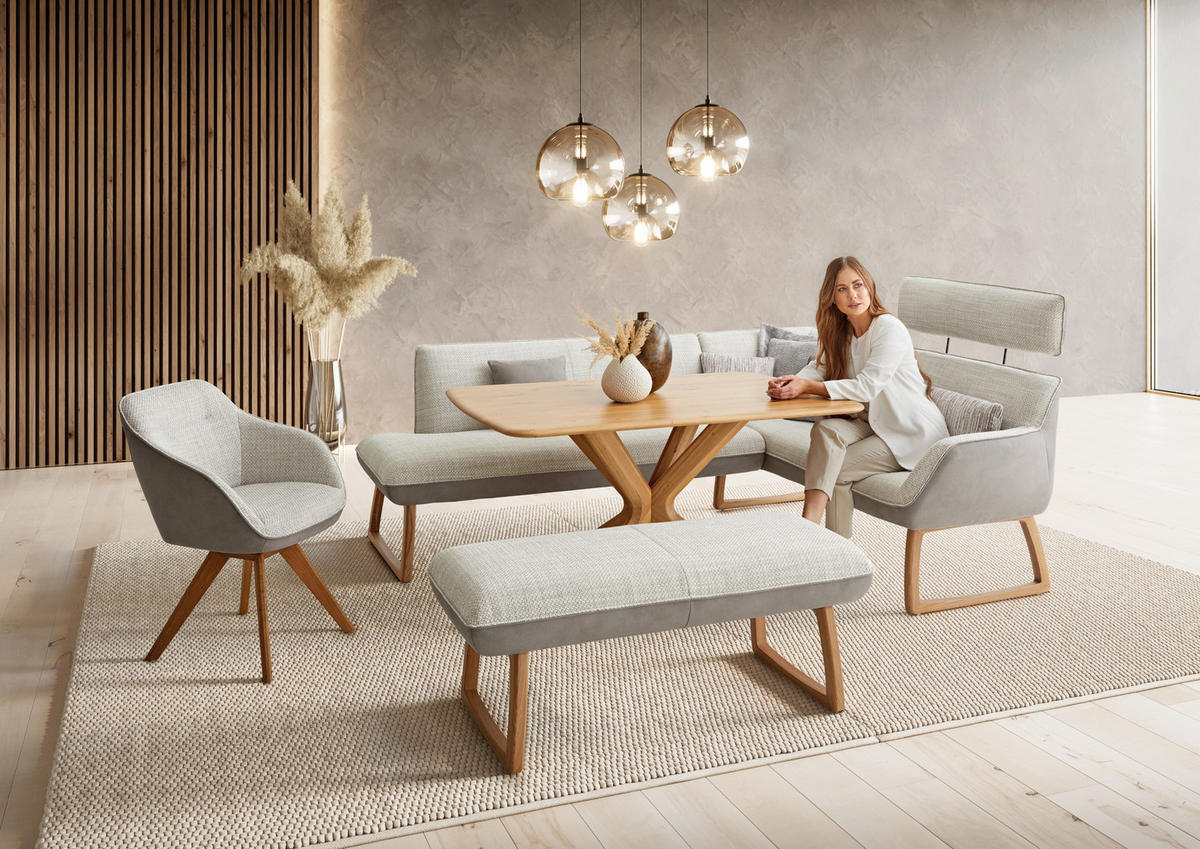 ECKBANK 238/182 cm Flachgewebe, Mikrofaser Grau Holz   - Wildeiche/Grau, Design, Holz/Textil (238/182cm) - Koinor