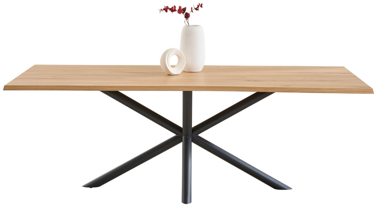 ESSTISCH Holz, Metall 220/95/76 cm  - Eiche Bianco/Schwarz, Design, Holz/Metall (220/95/76cm) - Dieter Knoll