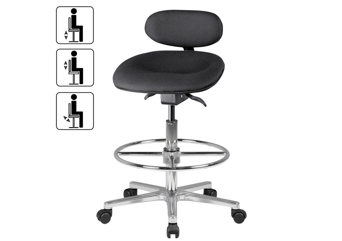 BÜROHOCKER 60/83/60 cm  - Schwarz/Alufarben, KONVENTIONELL, Kunststoff/Textil (60/83/60cm) - MID.YOU