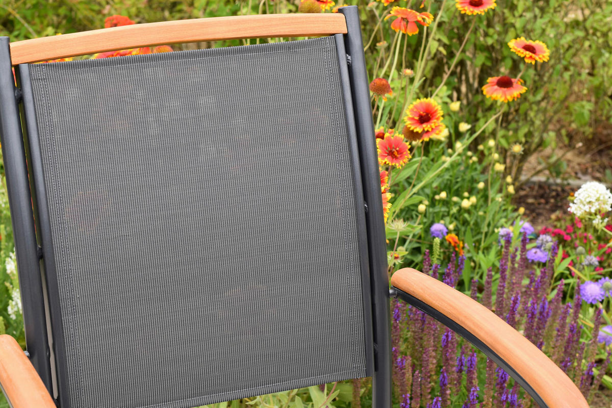 GARTENTISCHGRUPPE beschichtet AkazieHartholz Aluminium  - Graphitfarben/Grau, KONVENTIONELL, Holz/Textil - Gardenson