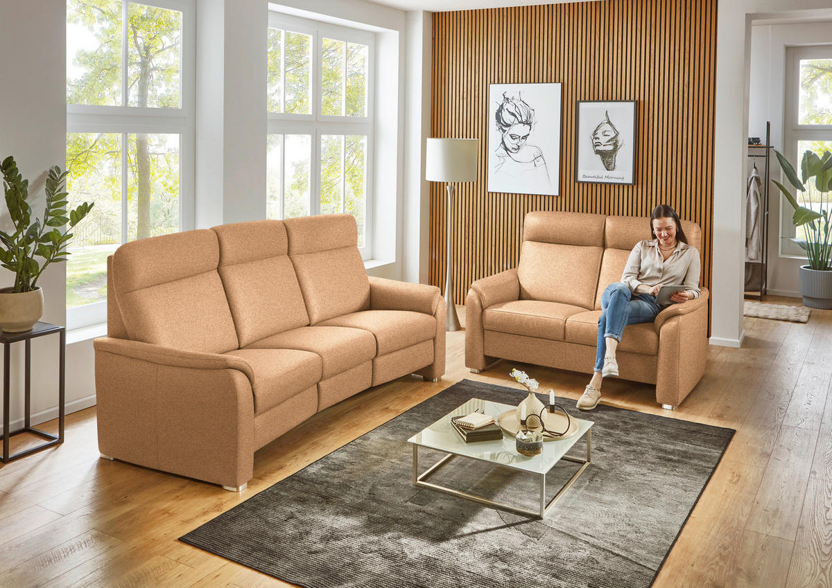 2-SITZER-SOFA  in Flachgewebe Gelb  - Gelb/Alufarben, KONVENTIONELL, Textil/Metall (156/107/95cm) - Beldomo Comfort