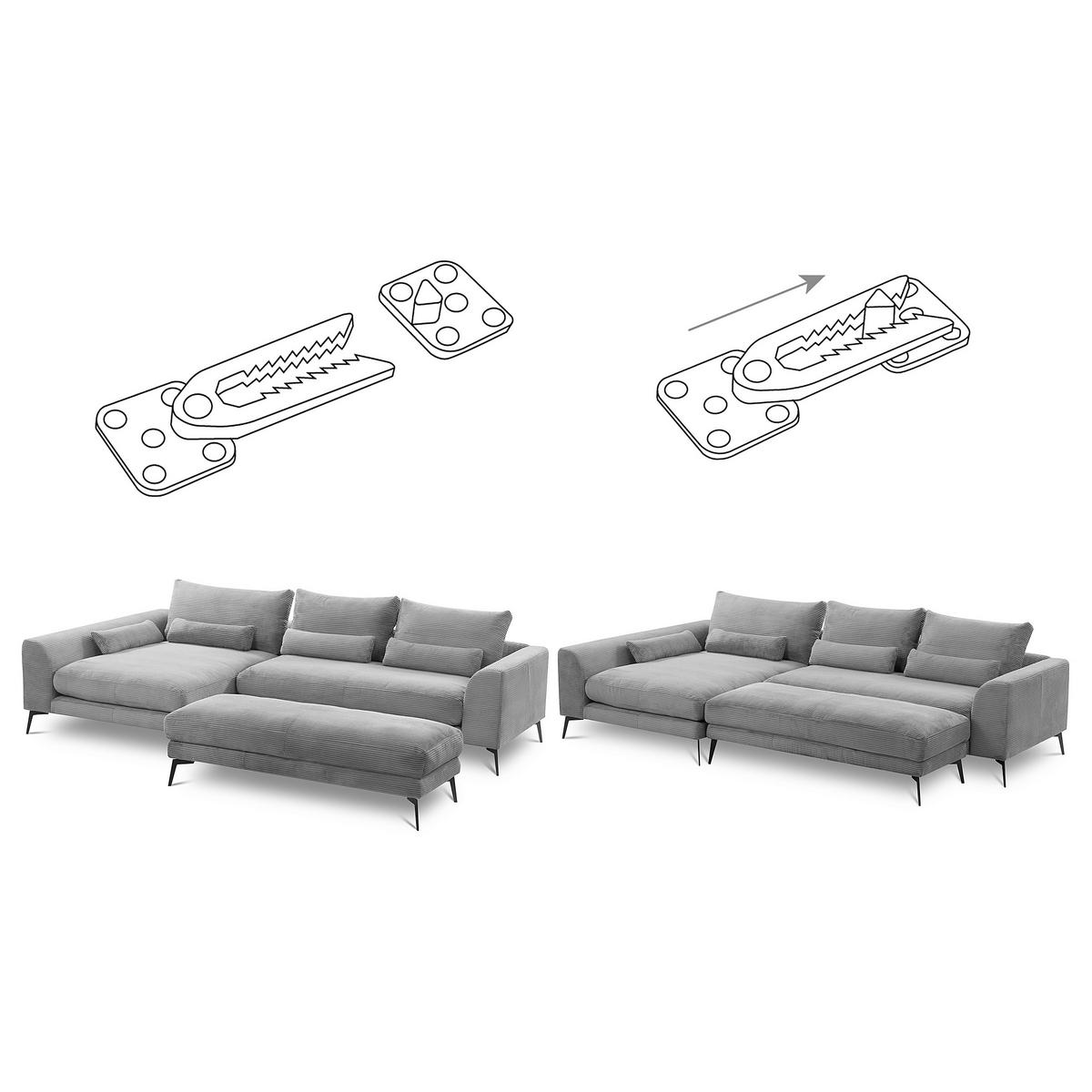 HOCKER BERLIN Cord Creme  - Creme/Schwarz, Design, Textil/Metall (163/46/62cm) - Livetastic