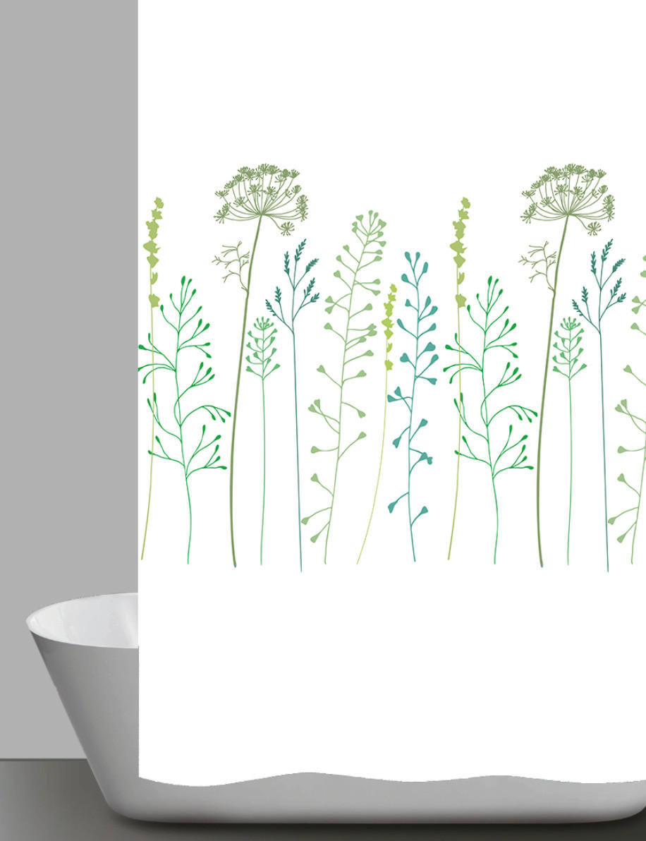 DUSCHVORHANG Botanica 180/200 cm  - Weiß/Grün, Basics, Kunststoff (180/200cm) - Grund