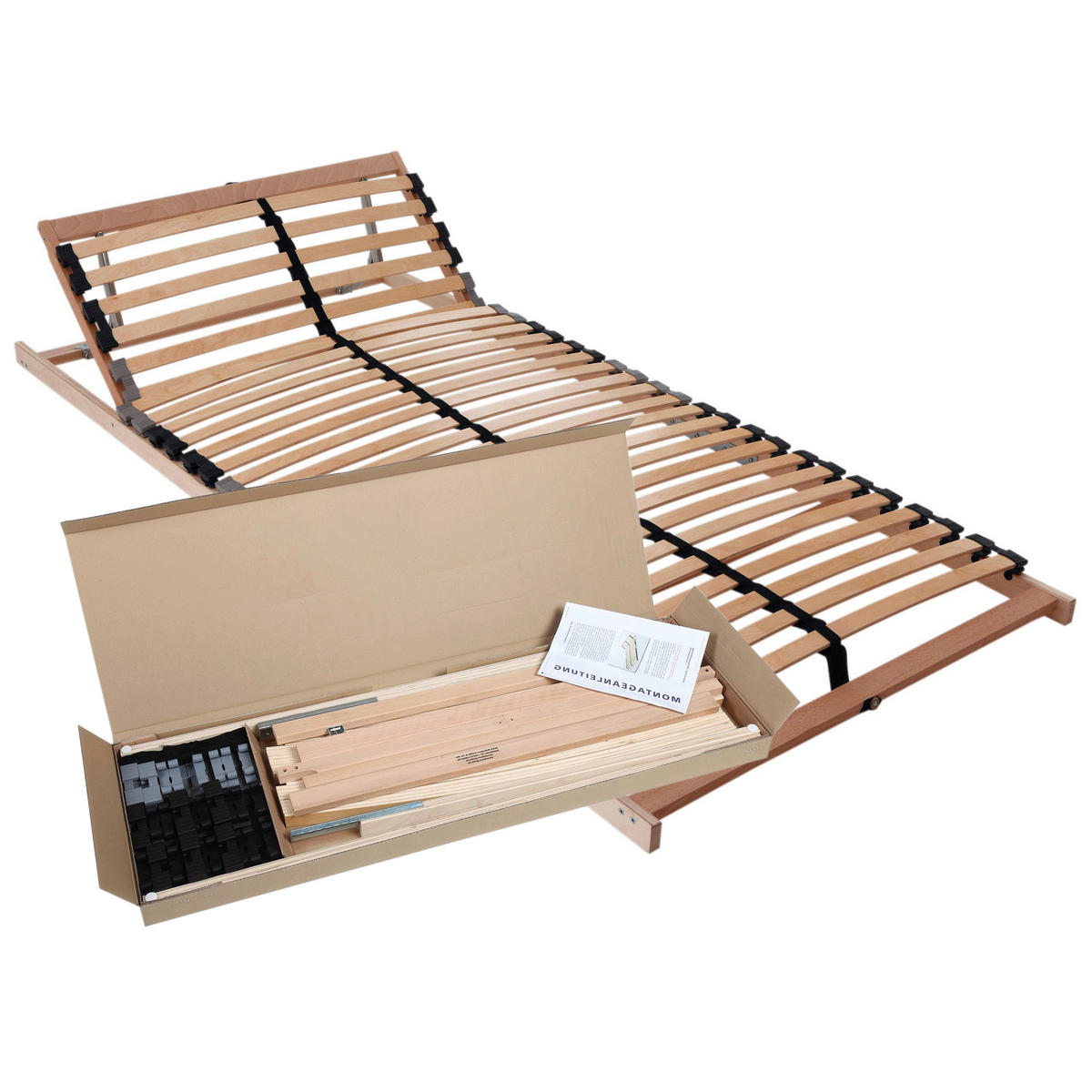 LATTENROST 140/200 cm, Kopfteil verstellbar, Birke, Buche  - Naturfarben, Basics, Holz (140/200cm) - Boxxx