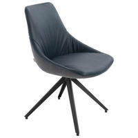 STUHL Struktur Echtleder Blau, Grau  - Blau/Anthrazit, Design, Leder/Textil (55/87/62cm) - Bert Plantagie