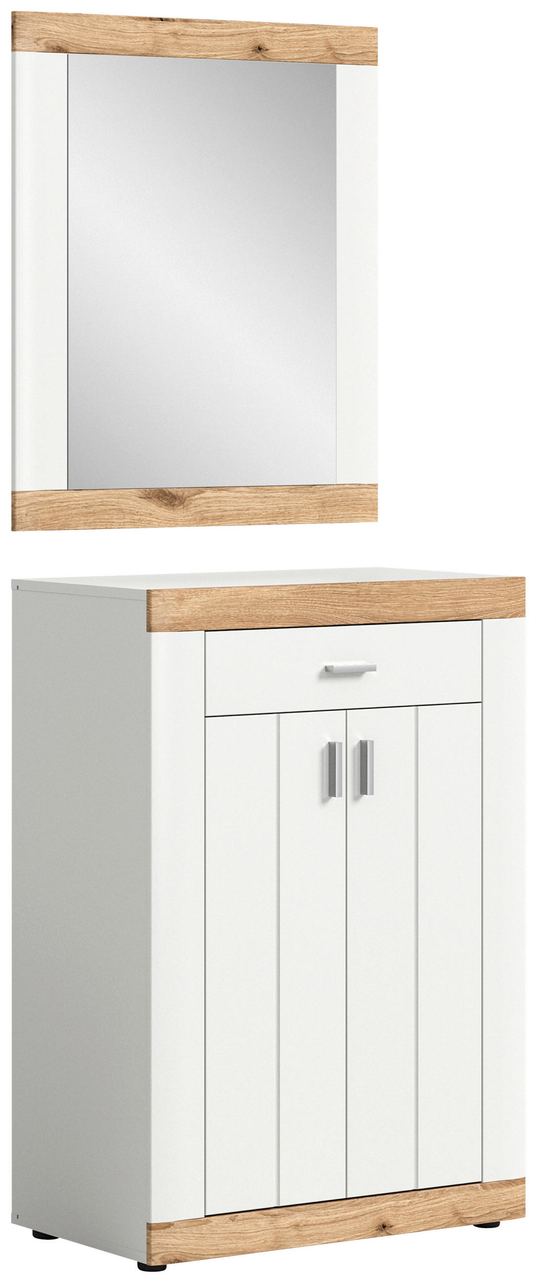 GARDEROBE 2-teilig  in 73/191/37 cm  - Weiß, KONVENTIONELL, Glas/Holzwerkstoff (73/191/37cm) - MID.YOU