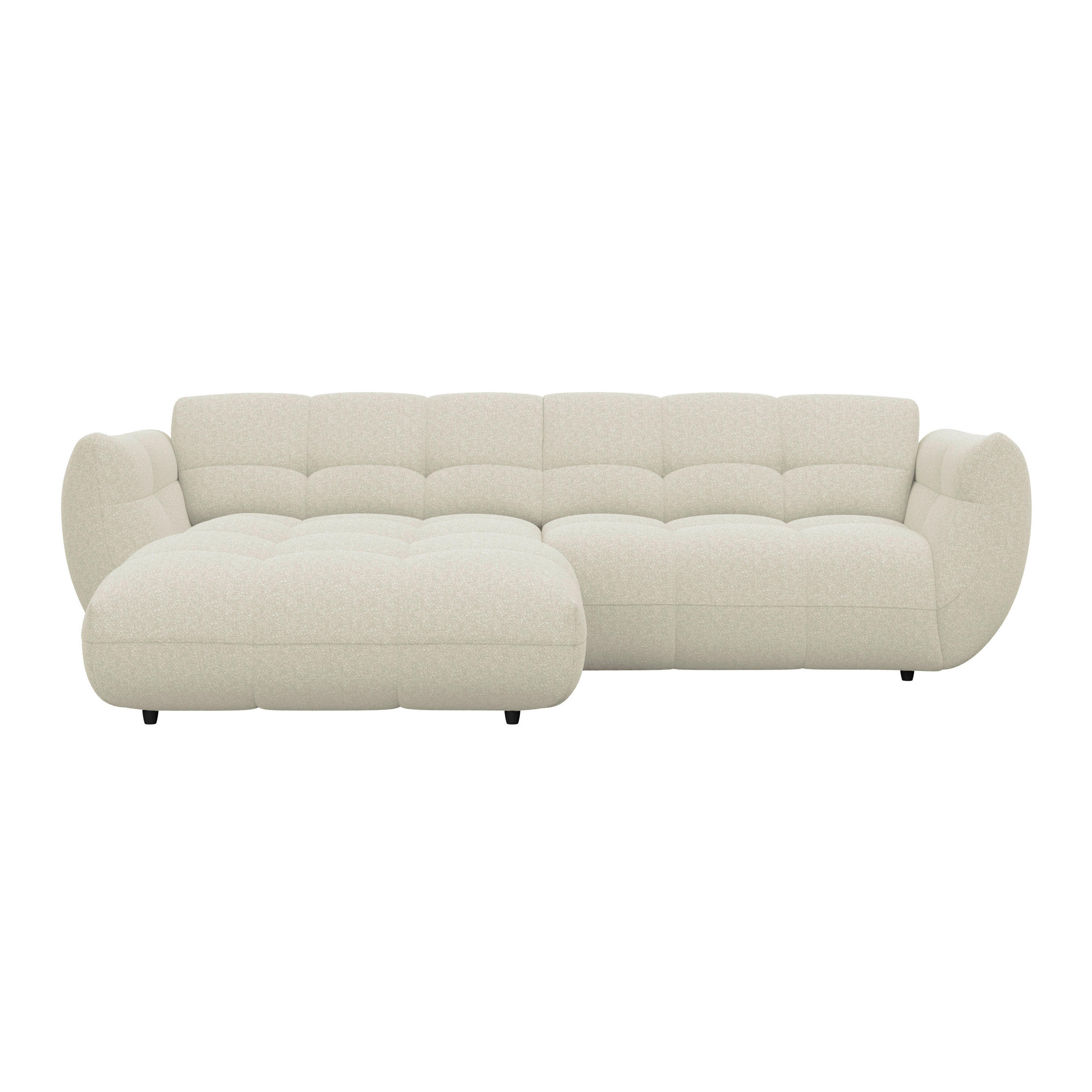 ECKSOFA Elfenbein Chenille  - Elfenbein/Dunkelgrün, Trend, Kunststoff/Textil (178/280cm) - MID.YOU
