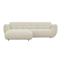 ECKSOFA Elfenbein Chenille  - Elfenbein/Dunkelgrün, Trend, Kunststoff/Textil (178/280cm) - MID.YOU
