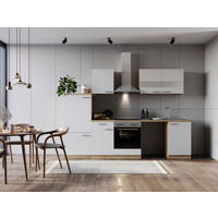 KÜCHENBLOCK 280 cm   in Weiß  - Edelstahlfarben/Eichefarben, Basics, Glas/Holzwerkstoff (280cm) - Respekta