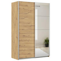 SCHWEBETÜRENSCHRANK  in Eiche Artisan  - Alufarben/Eiche Artisan, KONVENTIONELL, Glas/Holzwerkstoff (136/229/62cm) - Xora
