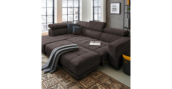 ECKSOFA  in Mikrofaser Braun  207/301 cm  - Schwarz/Braun, Design, Textil/Metall (207/301cm) - Xora