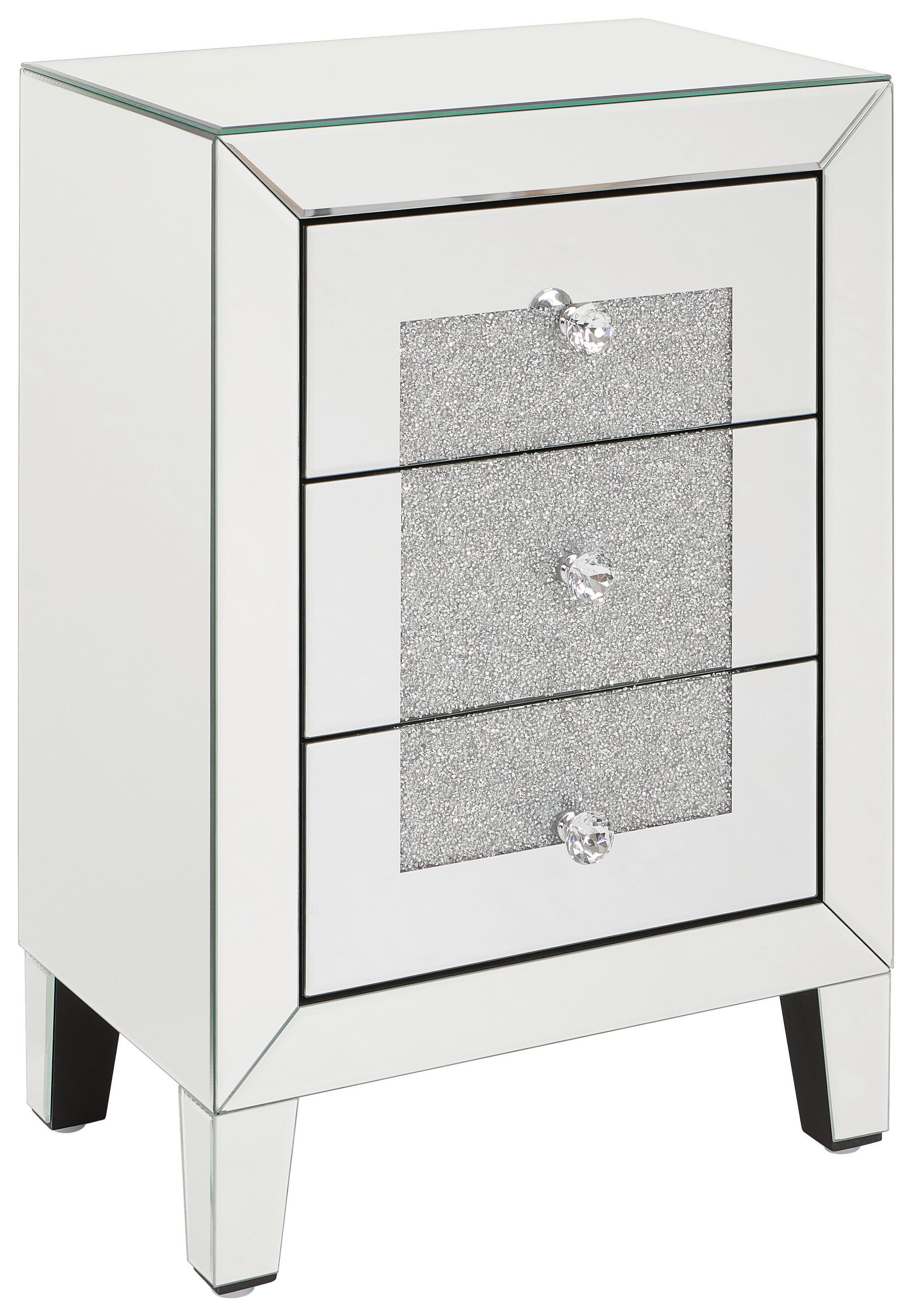 NACHTSCHRANK 45/65/30 cm  - Silberfarben, Trend, Glas/Holzwerkstoff (45/65/30cm) - Xora