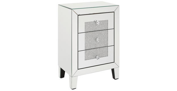 NACHTSCHRANK 45/65/30 cm  - Silberfarben, Trend, Glas/Holzwerkstoff (45/65/30cm) - Xora