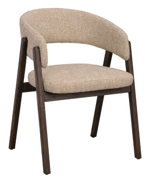 STOL MED ARMSTÖD     - beige/mörkbrun, Klassisk, trä/textil (59/79/57cm) - Rowico