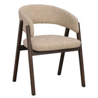 STOL MED ARMSTÖD     - beige/mörkbrun, Klassisk, trä/textil (59/79/57cm) - Rowico