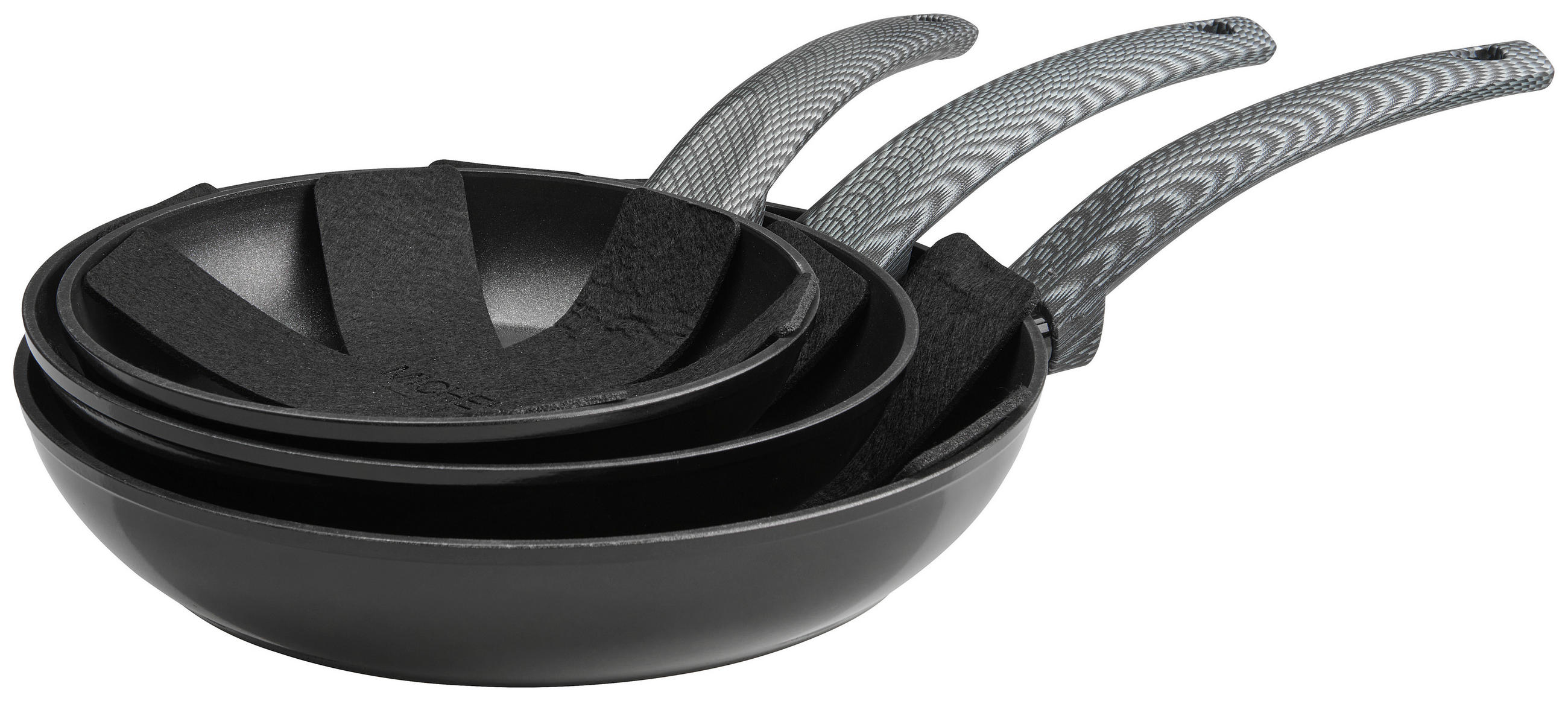 PFANNENSET Aluminium 3-teilig  - Schwarz, Trend, Metall (48/26,5/13,5cm)