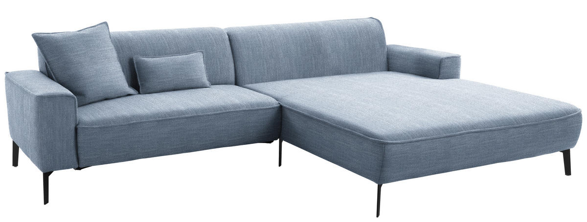 ECKSOFA in Flachgewebe Blau  - Blau/Schwarz, Design, Textil/Metall (285/190cm) - Johann Jakob