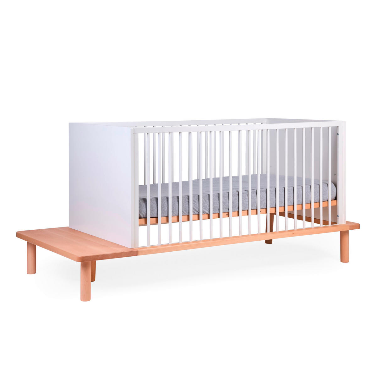 GITTERBETT Evobed 5in1 Naturel inkl. Rausfallschutz B140PLF  - Weiß/Naturfarben, KONVENTIONELL (182/84/84cm) - Childhome