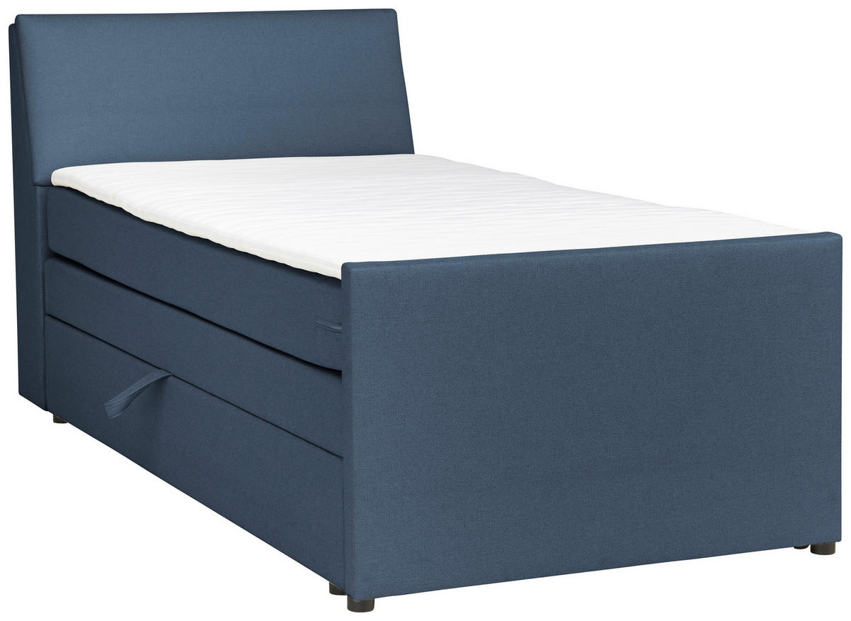BOXSPRINGBETT 120/200 cm  in Blaugrau  - Blaugrau/Schwarz, MODERN, Holz/Textil (120/200cm) - MID.YOU