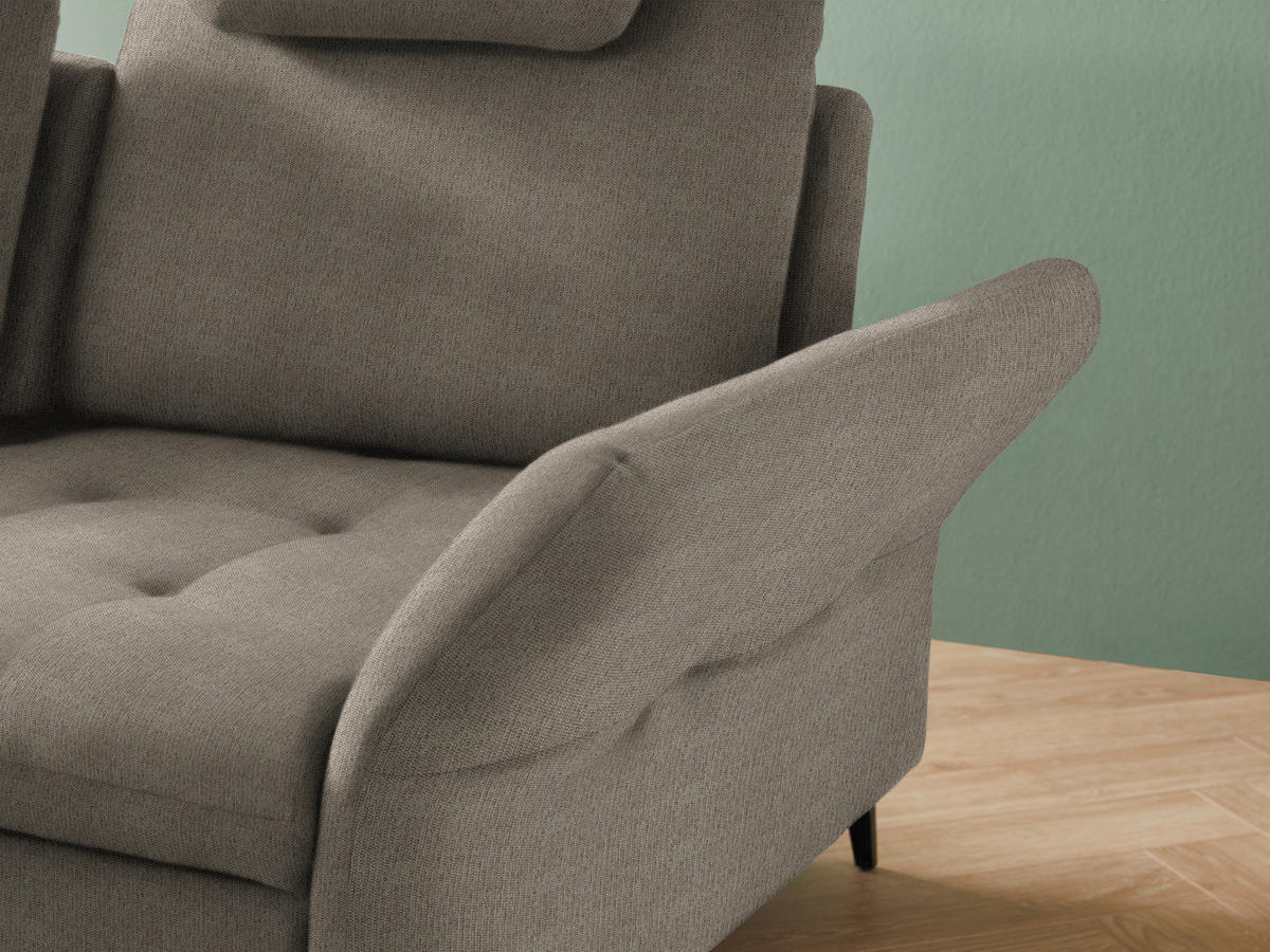ECKSOFA in Chenille Greige  - Greige/Schwarz, Natur, Textil/Metall (233/288cm) - Valnatura