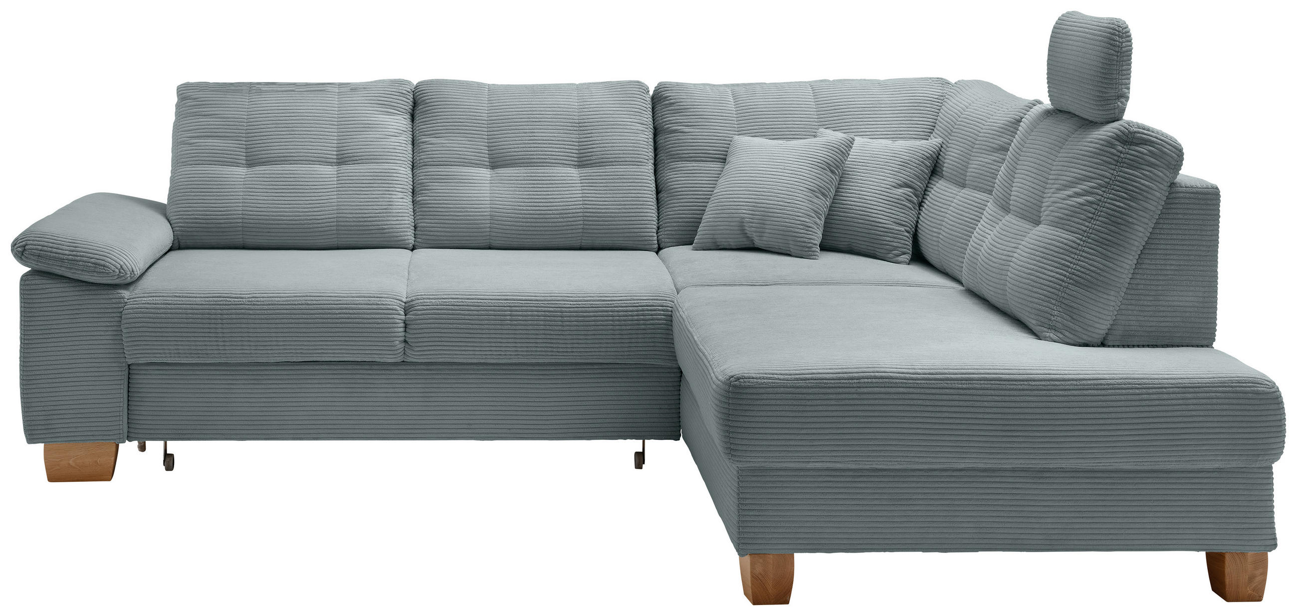 ECKSOFA in Cord Hellblau - Naturfarben/Hellblau, Modern, Holz/Textil (274/206cm) - Livetastic