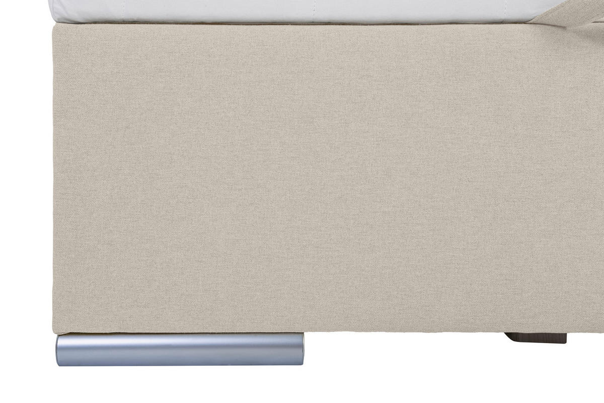 POLSTERBETT Bettkasten, Topper 100/200 cm  in Sandfarben  - Sandfarben/Chromfarben, KONVENTIONELL, Holz/Kunststoff (100/200cm) - MID.YOU
