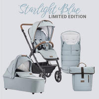 KINDERWAGENSET  FX4 Style 491491 Ltd Edition  Rauchblau  - Graublau/Blaugrau, Basics, Textil/Metall (57/129/100cm) - Gesslein