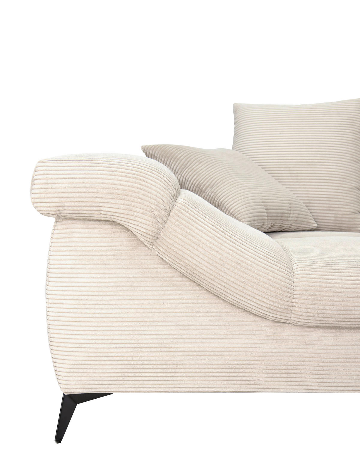 ECKSOFA Naturfarben Cord Rückenkissen, Armlehnenkissen, Rücken echt  - Schwarz/Naturfarben, KONVENTIONELL, Textil/Metall (332/231cm) - Carryhome