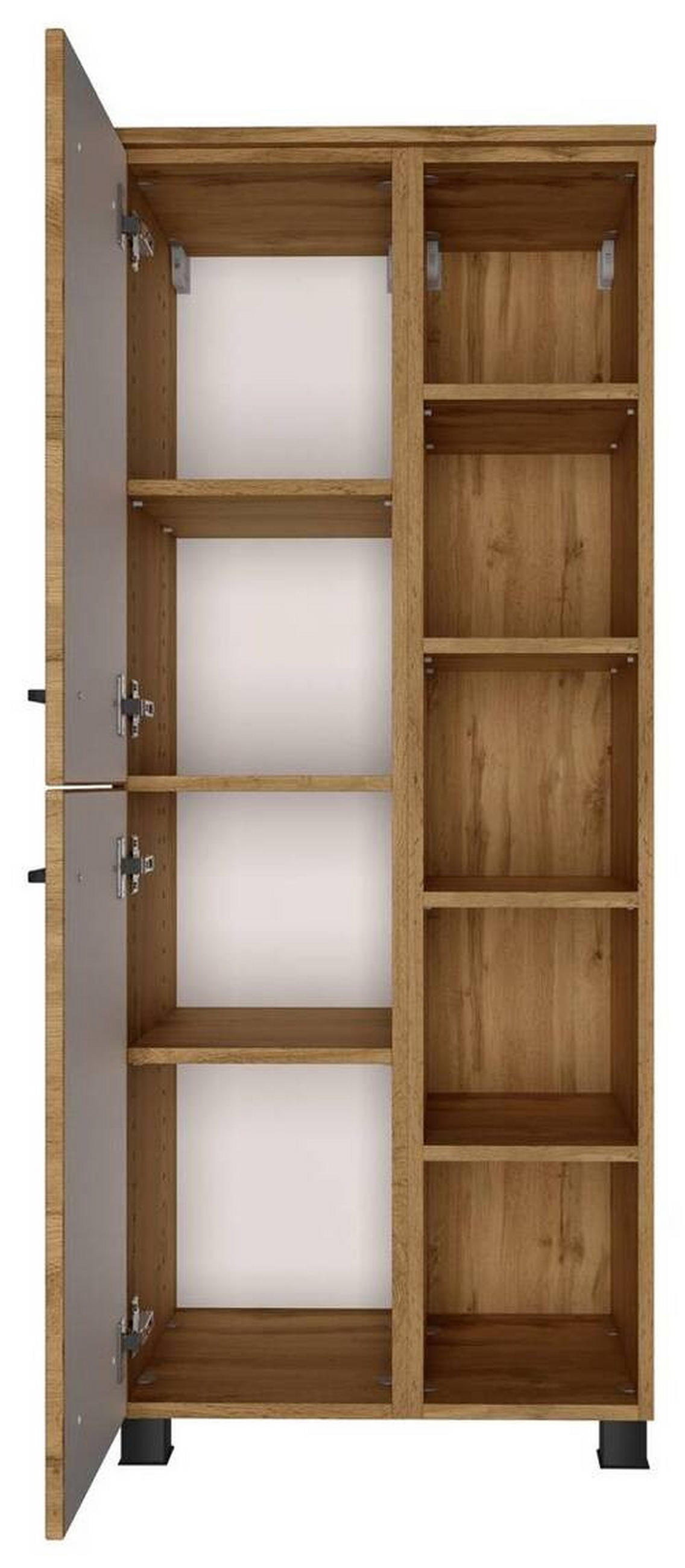 MIDI SKŘÍŇKA, barvy dubu, 55/130/35 cm - černá/barvy dubu, Moderní, kov/kompozitní dřevo (55/130/35cm) - Held
