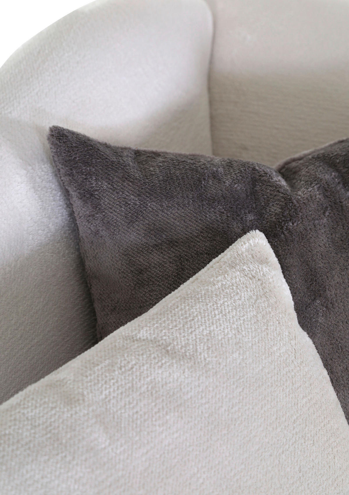 SESSEL in Plüsch Weiß, Grau  - Schwarz/Weiß, Design, Textil/Metall (138/83/85cm) - Ambia Home