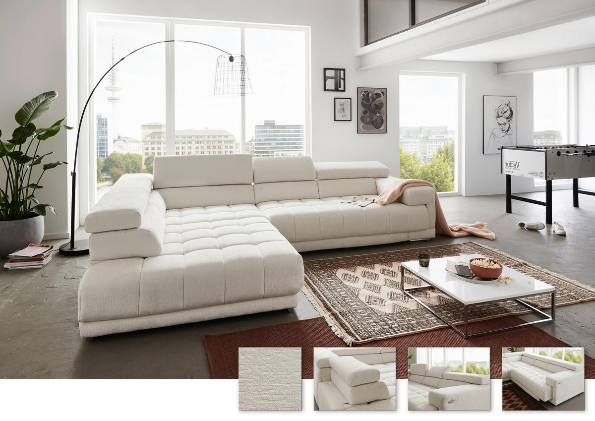 SEDEŽNA GARNITURA, šenilja naravne barve  - naravne barve, Design, kovina/tekstil - Beldomo Speed