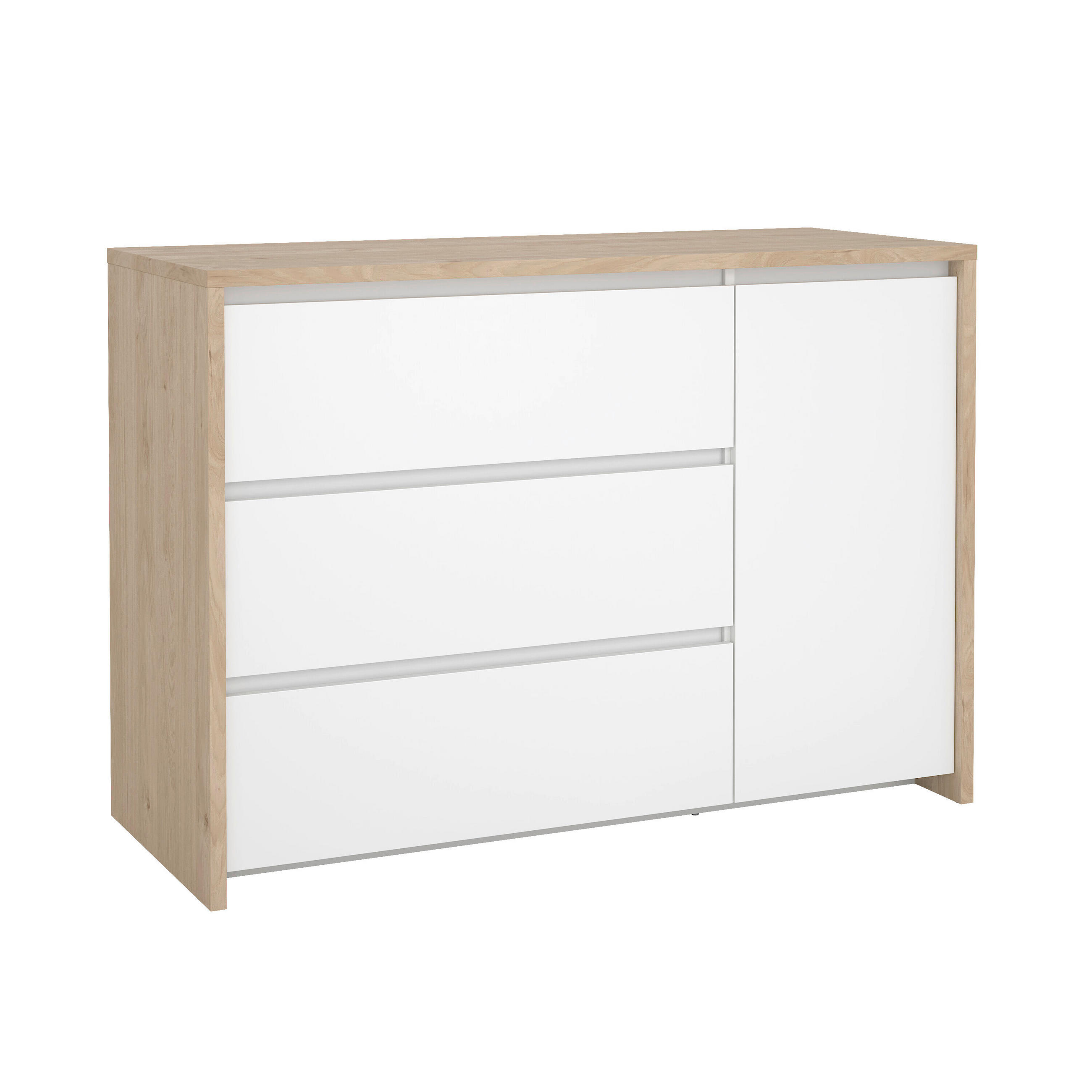 COMODĂ 119/84/48 cm  - alb/culoare lemn stejar, Konventionell, material pe bază de lemn (119/84/48cm) - Boxxx